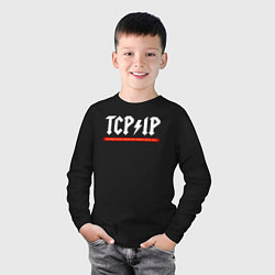 Лонгслив хлопковый детский TCP IP connecting people since 1972, цвет: черный — фото 2