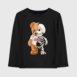 Лонгслив хлопковый детский Мишка скелет, цвет: черный