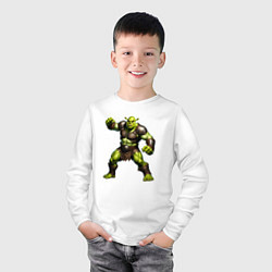 Лонгслив хлопковый детский Невероятный Шрек готовится нанести удар, цвет: белый — фото 2