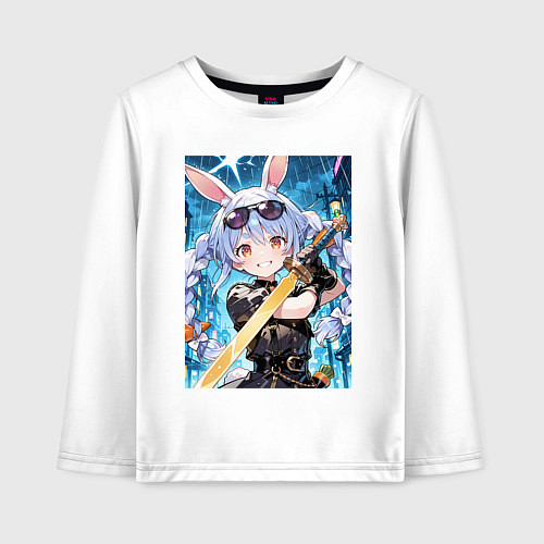Детский лонгслив Сражение боевой крольчихи / Белый – фото 1