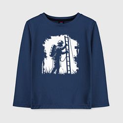 Лонгслив хлопковый детский Пожарный на лестнице, цвет: тёмно-синий