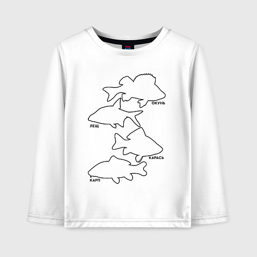 Детский лонгслив Контуры рыб / Белый – фото 1