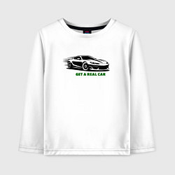Лонгслив хлопковый детский Get a real car, цвет: белый