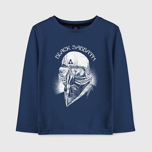 Детский лонгслив Black sabbath - white / Тёмно-синий – фото 1