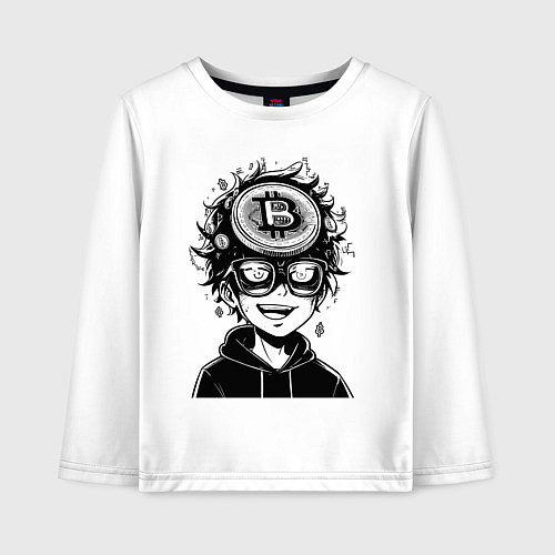 Детский лонгслив Аниме биткоин / Белый – фото 1