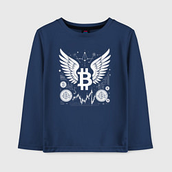 Детский лонгслив Биткоин с крыльями
