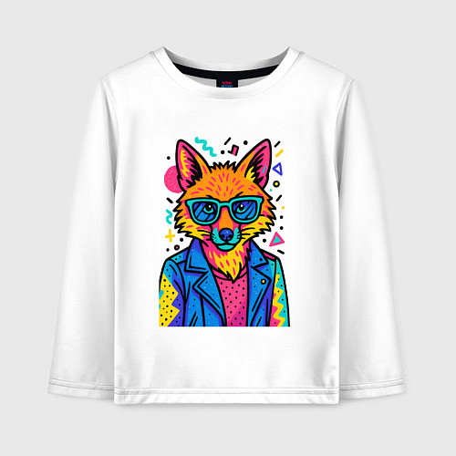 Детский лонгслив Лиса Pop Colors / Белый – фото 1
