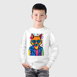 Лонгслив хлопковый детский Лиса Pop Colors, цвет: белый — фото 2