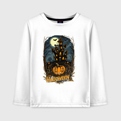 Лонгслив хлопковый детский Halloween mansion, цвет: белый