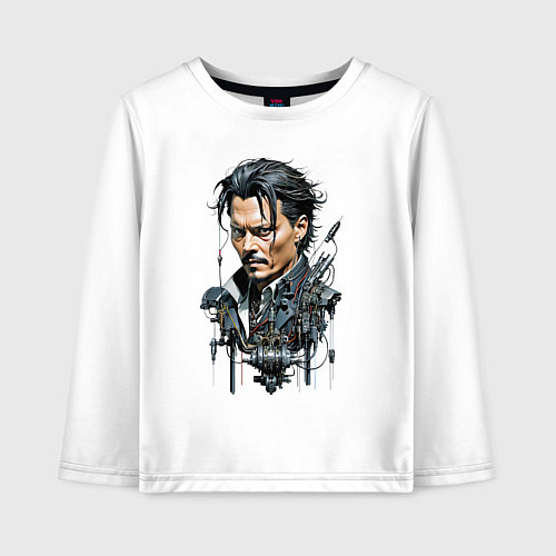 Детский лонгслив Cyborg Johnny Depp / Белый – фото 1
