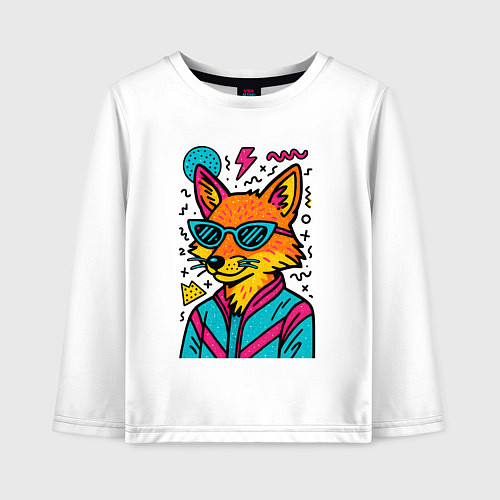 Детский лонгслив Лиса поп арт / Белый – фото 1