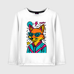Лонгслив хлопковый детский Лиса поп арт, цвет: белый