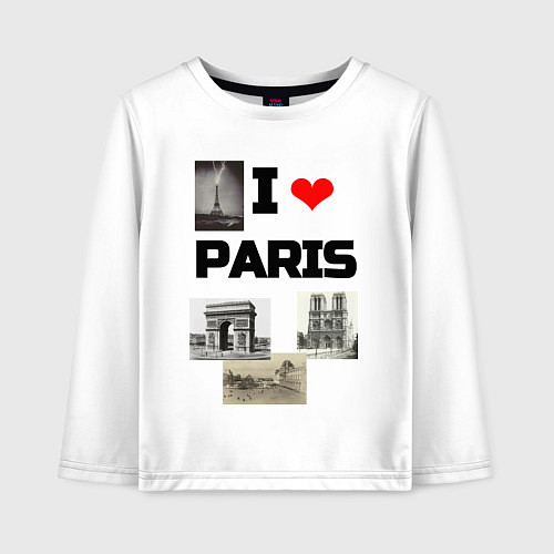 Детский лонгслив I love Paris / Белый – фото 1