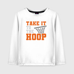 Лонгслив хлопковый детский Take it to the hoop, цвет: белый