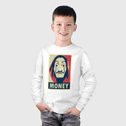 Лонгслив хлопковый детский Money, цвет: белый — фото 2