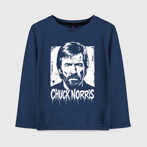 Детский лонгслив Чак Норрис в стиле стрит-арт / Тёмно-синий – фото 1