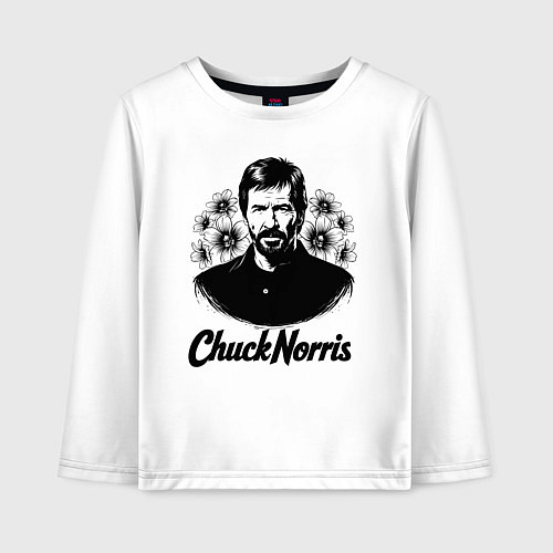Детский лонгслив Чак Норрис в цветах / Белый – фото 1