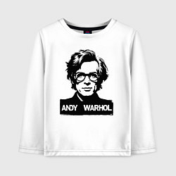 Лонгслив хлопковый детский Энди Уорхол портретный образ, цвет: белый