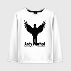 Лонгслив хлопковый детский Крылатый Энди Уорхол, цвет: белый