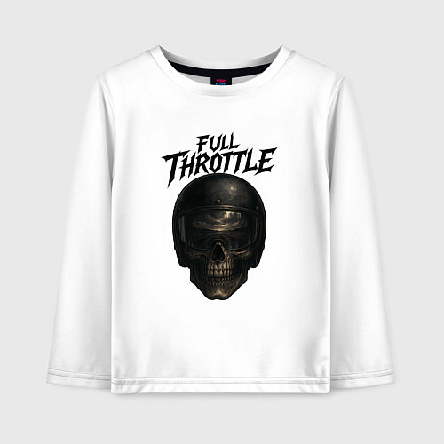 Детский лонгслив Full throttle Череп мотоциклиста / Белый – фото 1