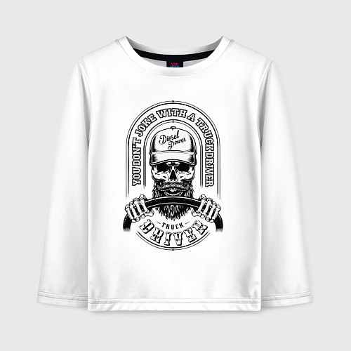 Детский лонгслив Дальнобойщик череп / Белый – фото 1