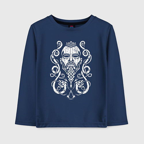 Детский лонгслив Assassins Creed - valhalla / Тёмно-синий – фото 1