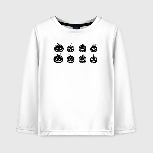 Детский лонгслив Черные тыквы на Хэллоуин / Белый – фото 1