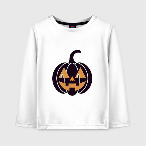 Детский лонгслив Тыква Джек фонарь Хэллоуин / Белый – фото 1