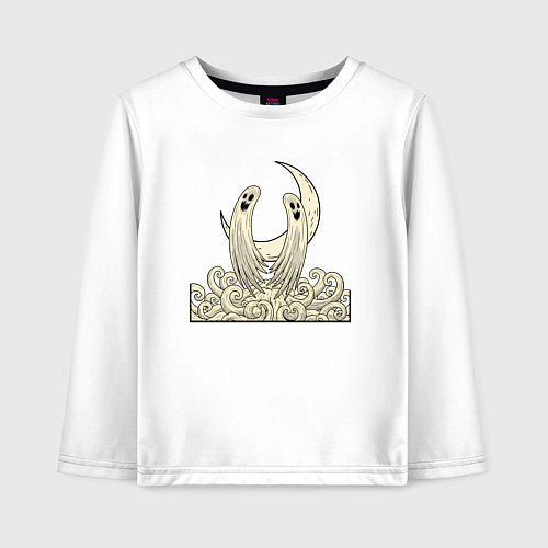 Детский лонгслив Два духа под луной / Белый – фото 1
