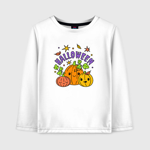 Детский лонгслив Весёлый хэллоуин / Белый – фото 1