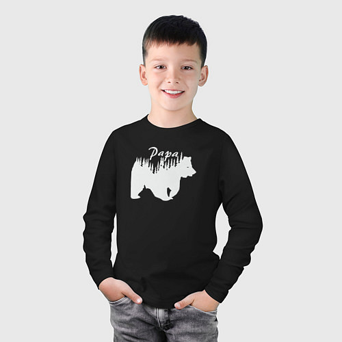 Детский лонгслив Bear papa / Черный – фото 3