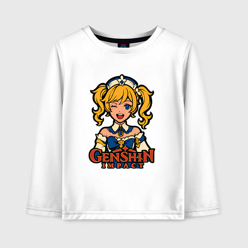 Детский лонгслив Поп-арт Барбары Genshin Impact / Белый – фото 1