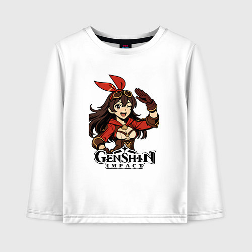 Детский лонгслив Эмбер из Genshin Impact / Белый – фото 1