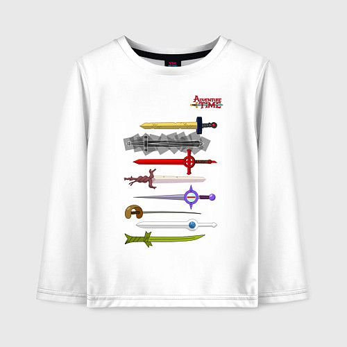 Детский лонгслив Adventure time swords / Белый – фото 1
