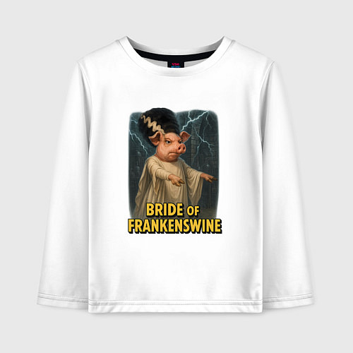 Детский лонгслив Свинья Франкенштейна невеста / Белый – фото 1