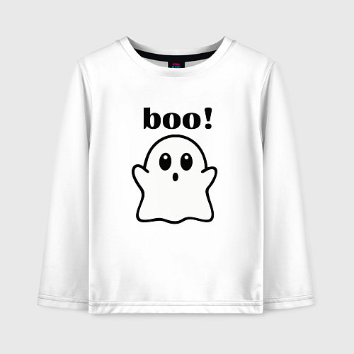 Детский лонгслив Хэллоуин, милое привидение / Белый – фото 1