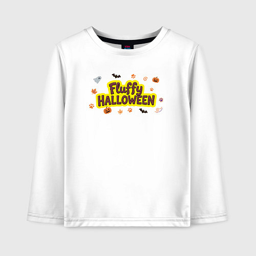 Детский лонгслив Пушистый хэллоуин / Белый – фото 1