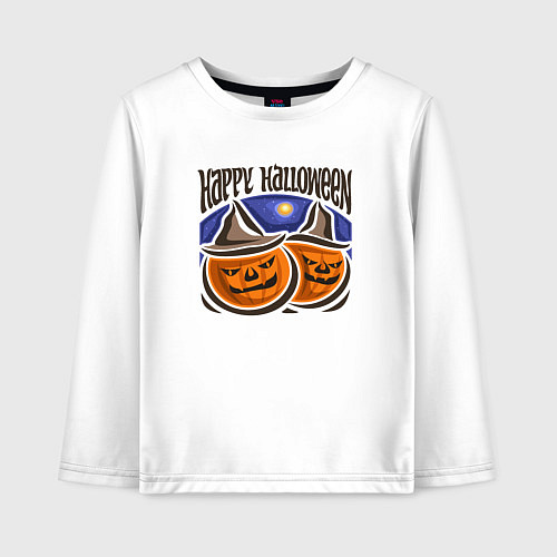 Детский лонгслив Happy halloween pumpkin / Белый – фото 1