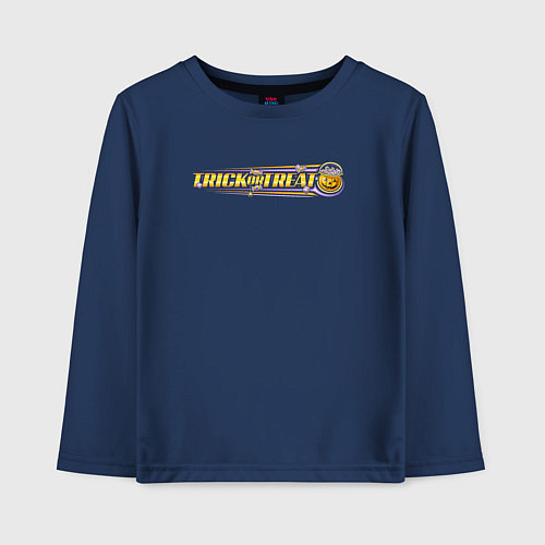 Детский лонгслив Хэллоуин - сладость или гадость / Тёмно-синий – фото 1