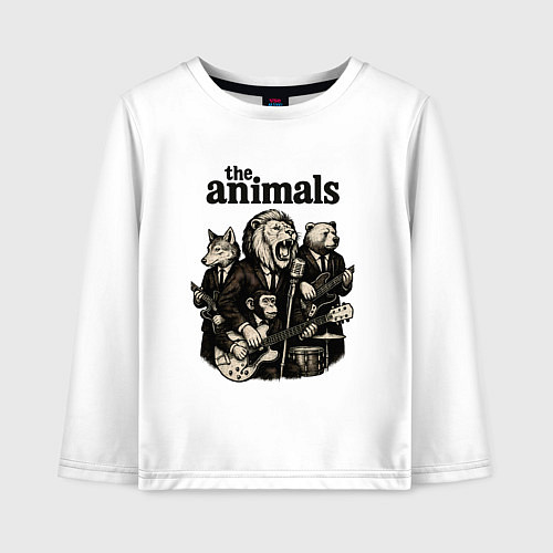 Детский лонгслив The animals группа из зверей / Белый – фото 1