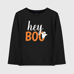 Лонгслив хлопковый детский Hey boo привидение, цвет: черный
