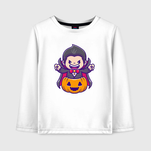 Детский лонгслив Дракула в тыкве / Белый – фото 1