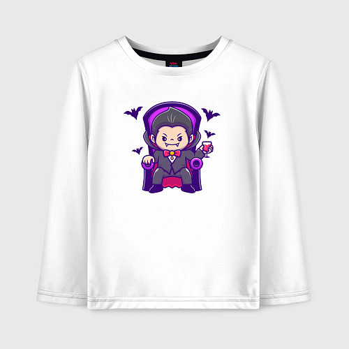 Детский лонгслив Дракула на троне / Белый – фото 1