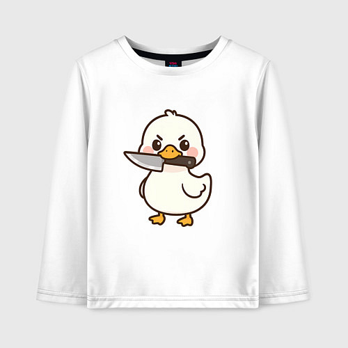 Детский лонгслив Утенок с ножом / Белый – фото 1