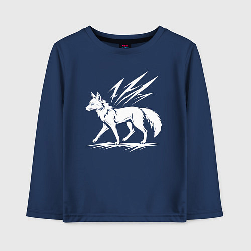 Детский лонгслив Лисица с молниями / Тёмно-синий – фото 1