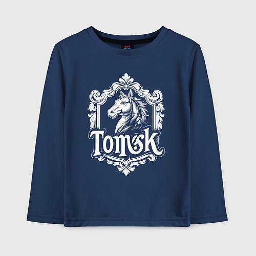 Детский лонгслив Томская лошадь / Тёмно-синий – фото 1