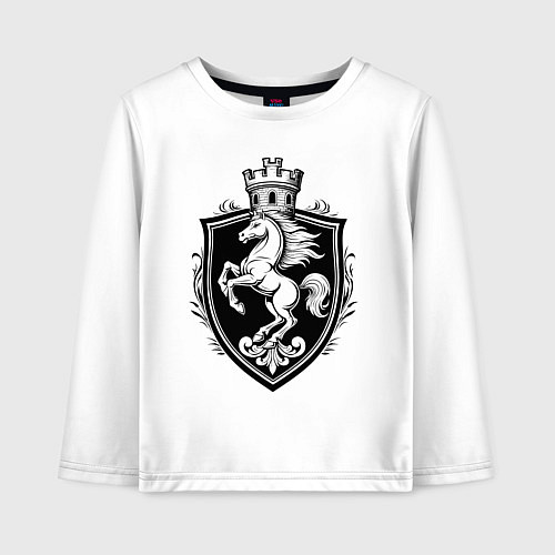 Детский лонгслив Герб с конем и башней / Белый – фото 1
