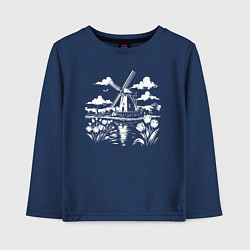 Детский лонгслив Мельница и тюльпаны