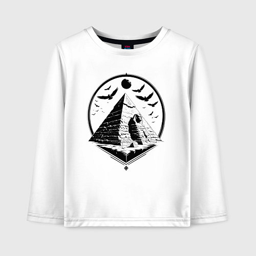 Детский лонгслив Сфинкс в пирамиде / Белый – фото 1