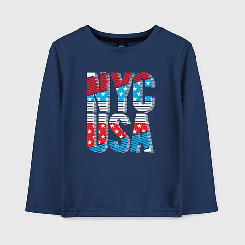 Детский лонгслив NYC - USA / Тёмно-синий – фото 1
